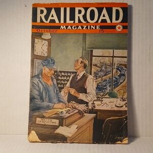 Vintage Railroad Magazine Pulp Fiction Oct 1941 Locomotives WWII Collectible